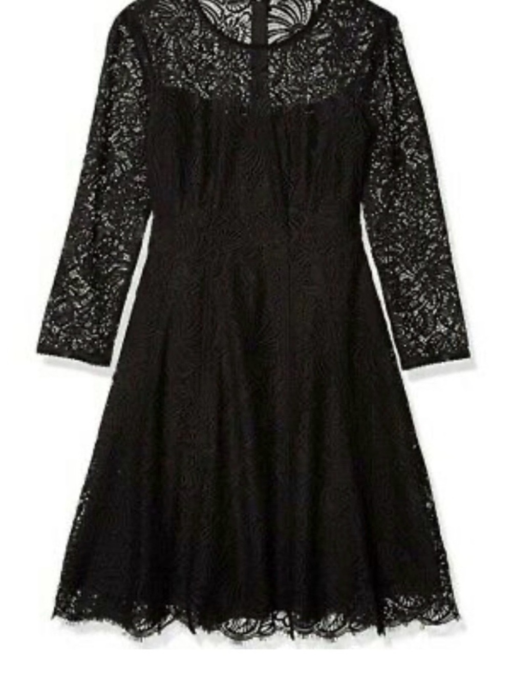 Nanette Lepore Black Lace Long-Sleeve Fit & Flare Dress